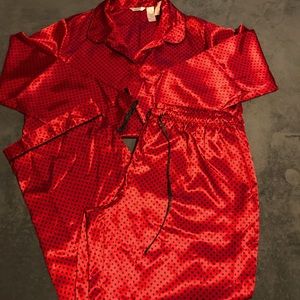 Red Polka Dot Satin Pajama Set